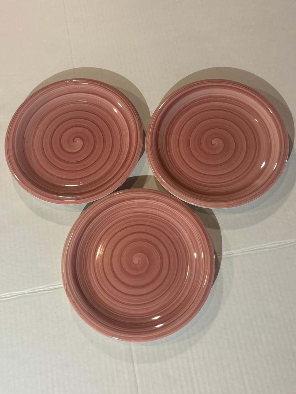 Alco Industries Pink Swirl and Fruit Pattern 3 Plates and 3 Bowls Set China